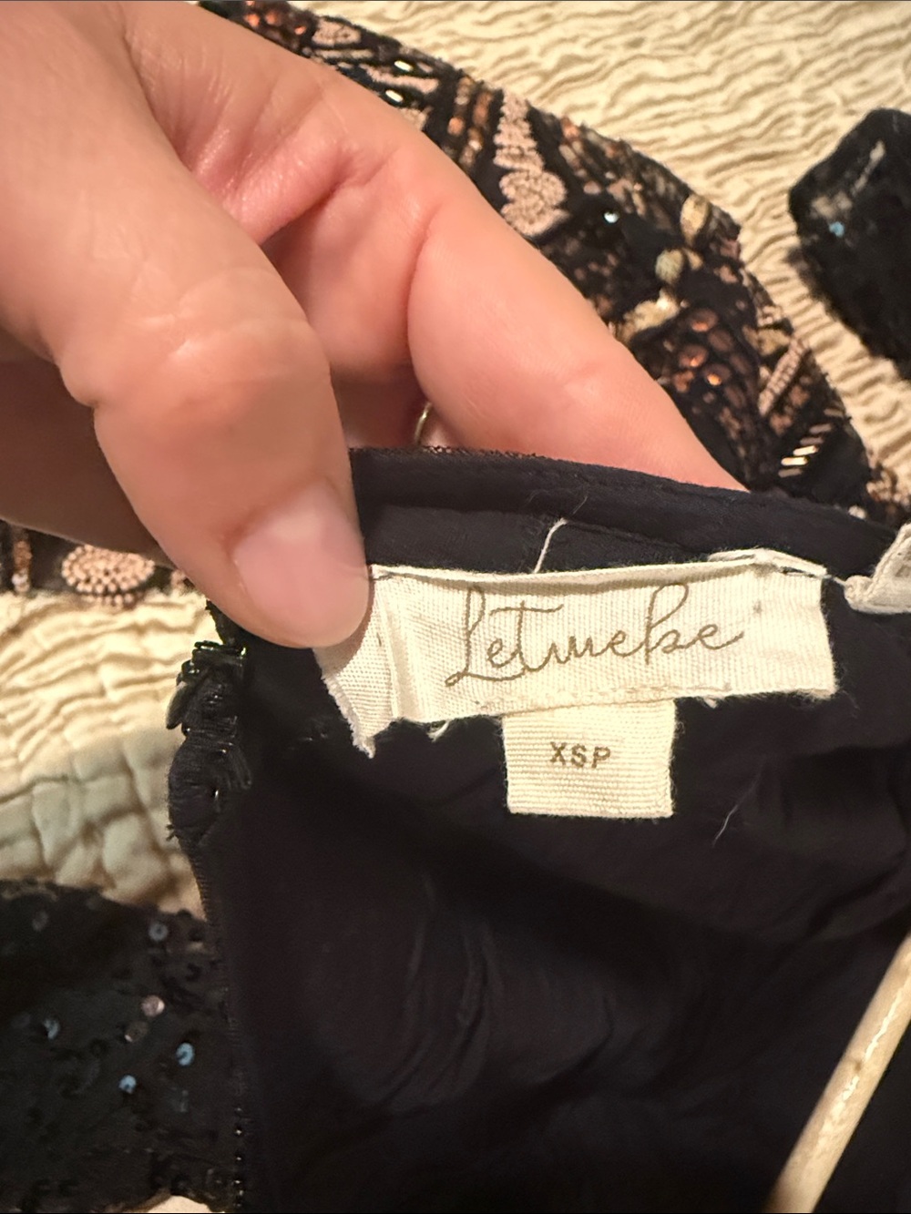Black Sequin Beaded Long Sleeve Cocktail Dress - Picture 4 of 5